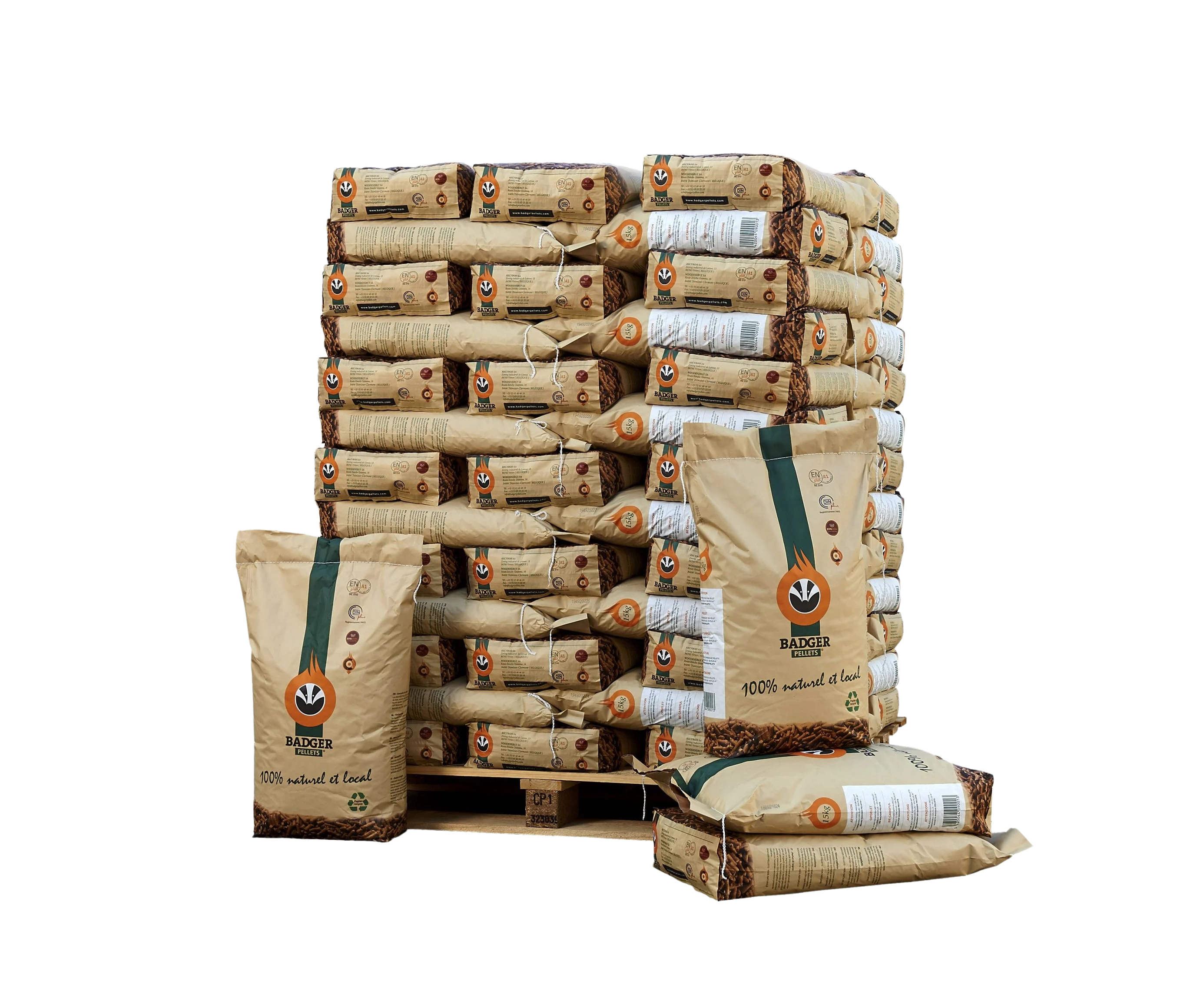 BADGER Pellets – Pallet van 65 zakken x 15 kg (975 kg)