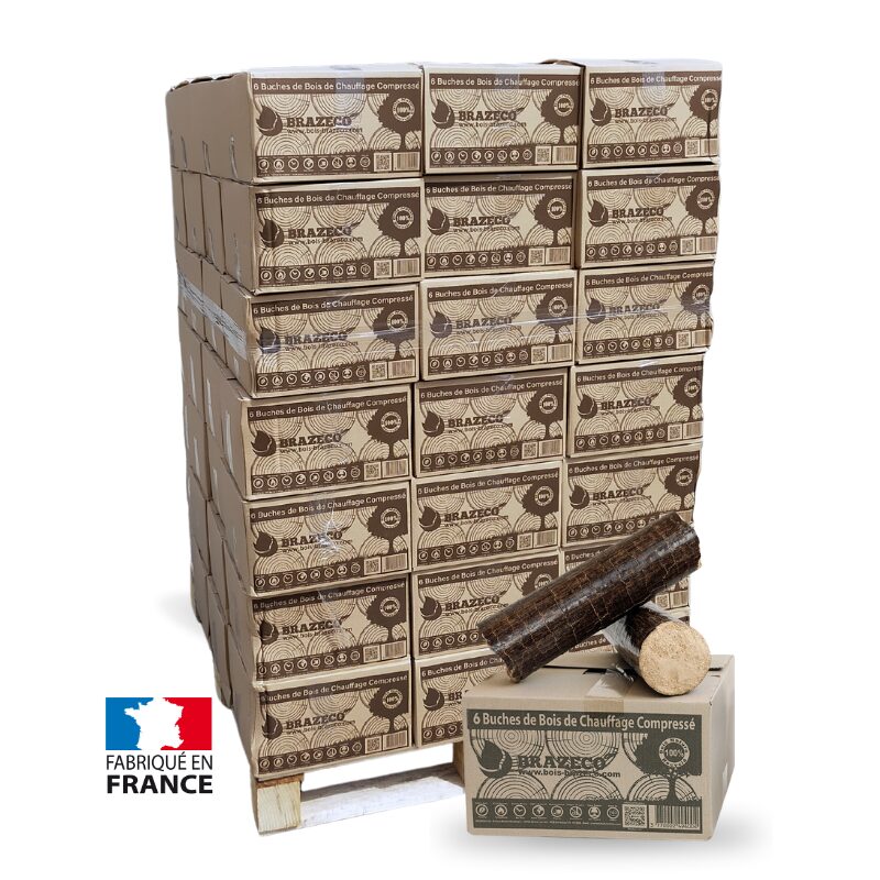Premium geperste daghoutblokken Brazeco – Pallet van 80 dozen met 6 blokken
